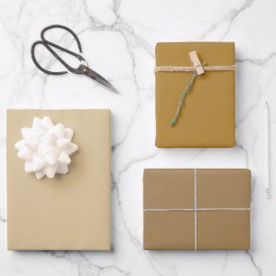 Plain Chicory Chamomile Chai Brown Shades 3 Tones Wrapping Paper Sheet