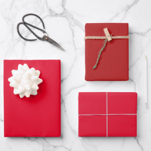 Plain Chiefs Carnelian Cadmium Red Shades 3 Tones Wrapping Paper Sheet
