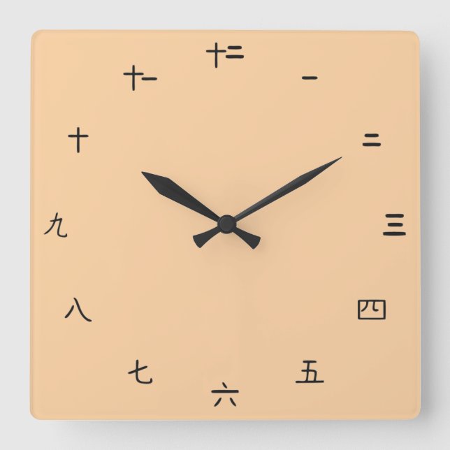 Plain Chinese Numbers Square Wall Clock (Front)