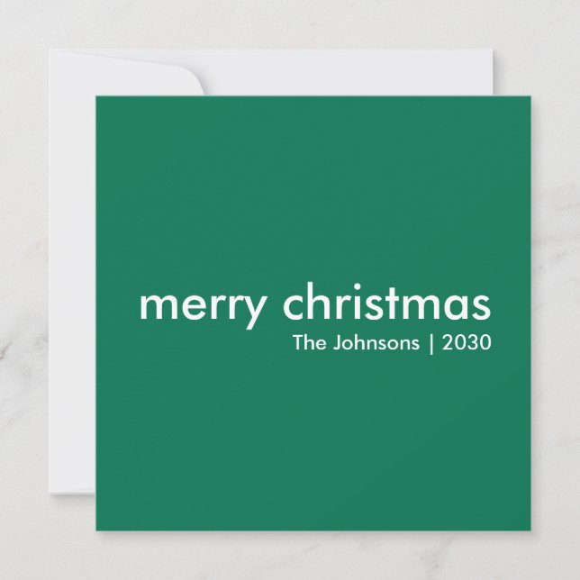 Plain Christmas | Modern Minimalist Green Scandi Holiday Card (Front)