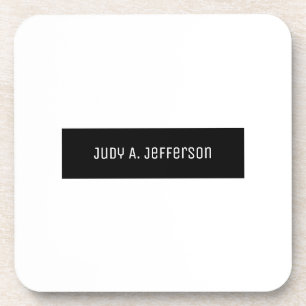 Plain Classical Minimalist Black & White Elegant Coaster