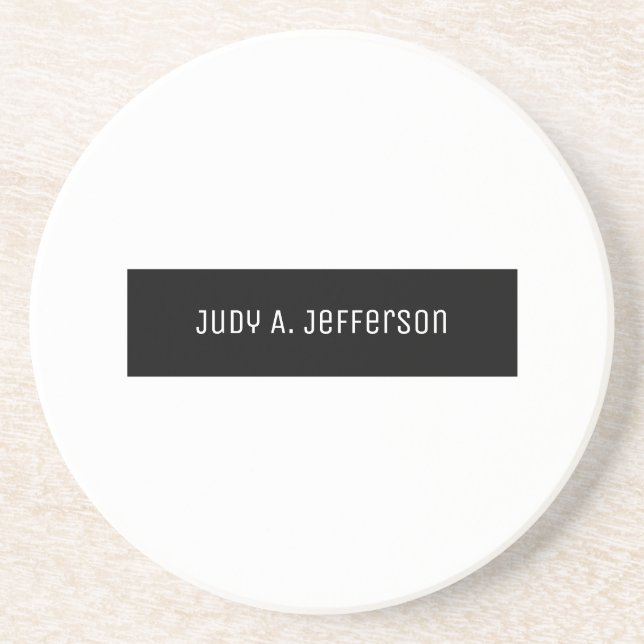Plain Classical Minimalist Black & White Elegant Coaster (Front)