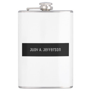 Plain Classical Minimalist Black & White Elegant Hip Flask
