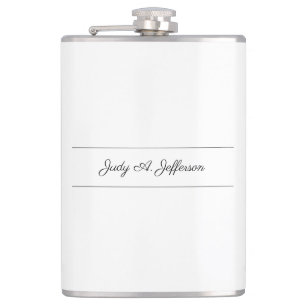 Plain Classical Minimalist Parisienne Calligraphy Hip Flask