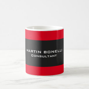 Plain Clean Red Grey Stripe Coffee Mug