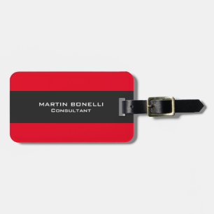 Plain Clean Red Grey Stripe Luggage Tag