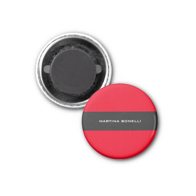 Plain Clean Red Grey Stripe Magnet (Front)
