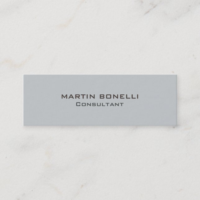 Plain Clean Simple Grey Skinny Business Card (Front)