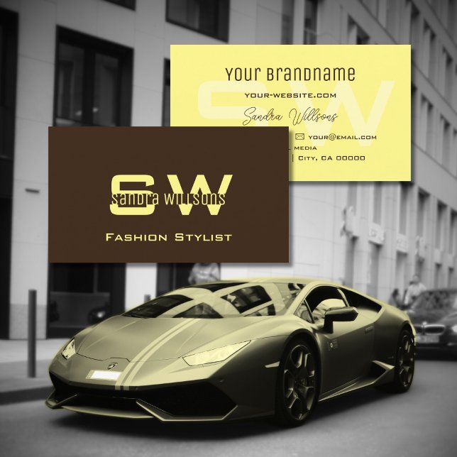 Plain Coffee Brown and Cream Simple with Monogram Business Card (Creator Uploaded)