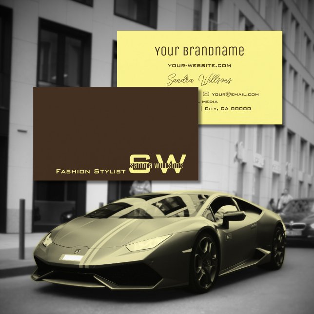 Plain Coffee Brown and Cream with Monogram Simple Business Card (Creator Uploaded)