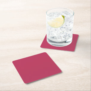 Plain colour deep rose pink square paper coaster