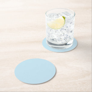 Plain colour solid cloudy light blue round paper coaster