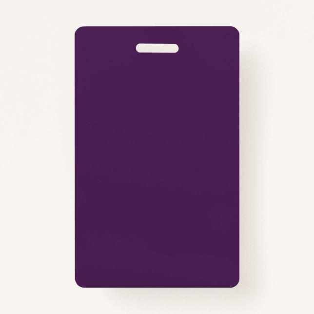 Plain colour solid midnight dark purple ID badge (Front)