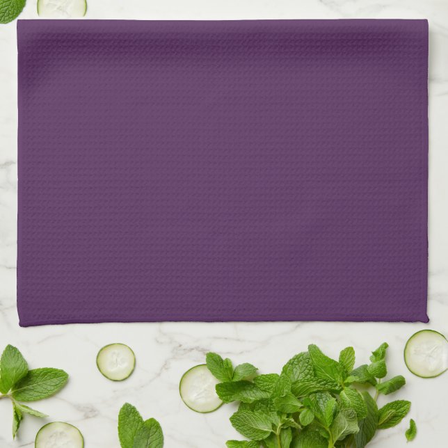 Plain colour solid midnight dark purple tea towel (Folded)