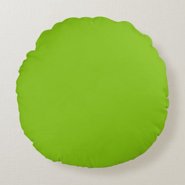 Plain colour solid parrot bright lime green round cushion (Front)