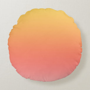 Plain colours - Yellow to Misty Pink ombre Round Cushion