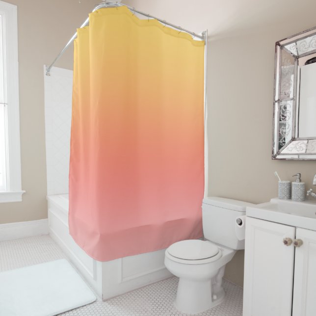 Plain colours - Yellow to Misty Pink ombre Shower Curtain (In Situ)