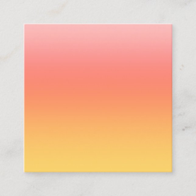 Plain colours - Yellow to Misty Pink ombre Square Business Card (Front)