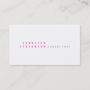 Plain Contemporary Pink White Clean Business Card
