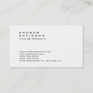 Plain Contemporary White Stylish Business Card