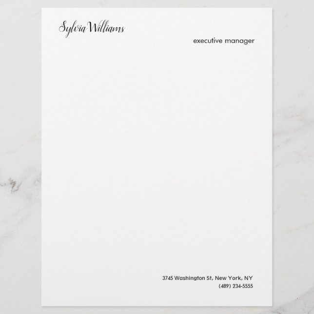 Plain Creative Modern Minimalist Your Name Details Custom Letterhead (Front)