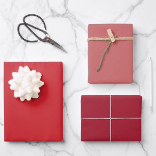 Plain Crimson Fuzzy Fire Red Shades 3 Tones Wrapping Paper Sheet