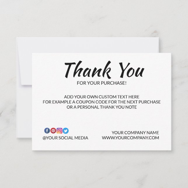 Plain Custom Logo Placeholder Thank You Card (Front)