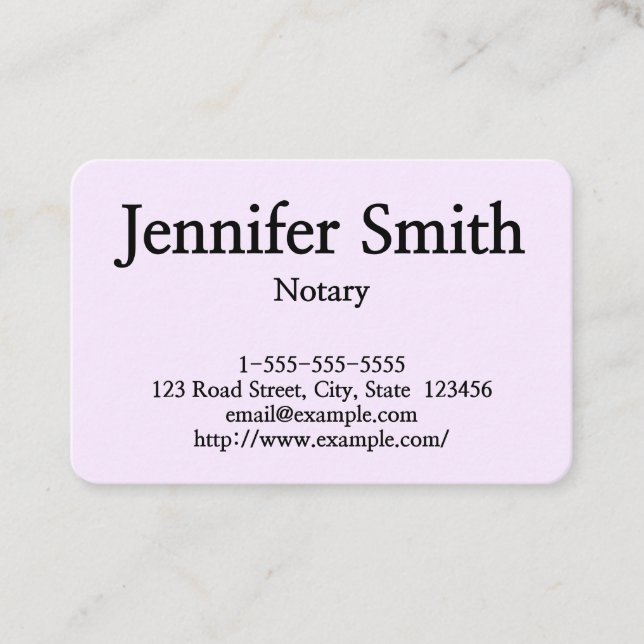 Plain & Customisable Notary Business Card (Front)