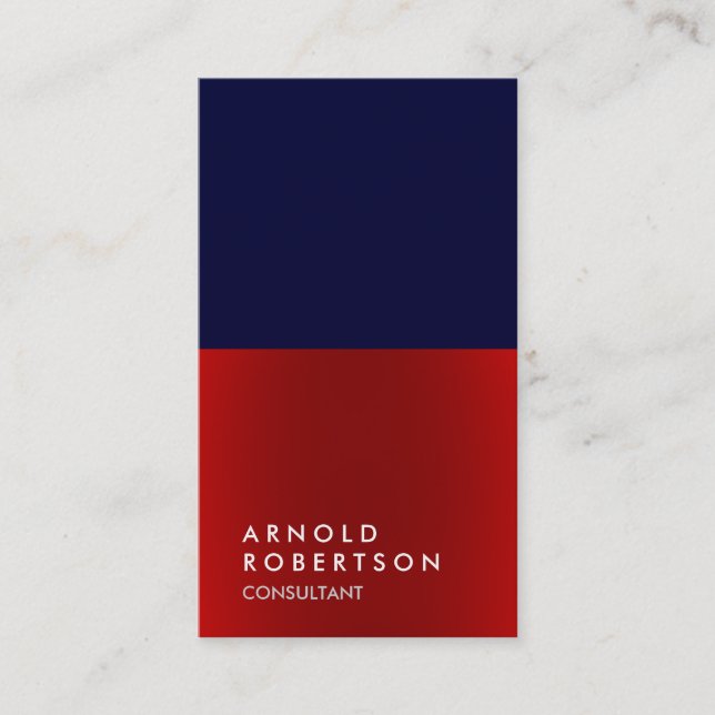 Plain Dark Blue Red Consultant Business Card (Front)