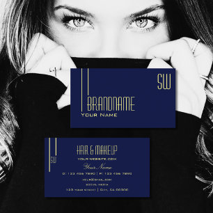 Plain Dark Indigo Blue with Monogram Professional Business Card