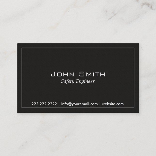 Plain Dark Safety Engineer Business Card (Front)