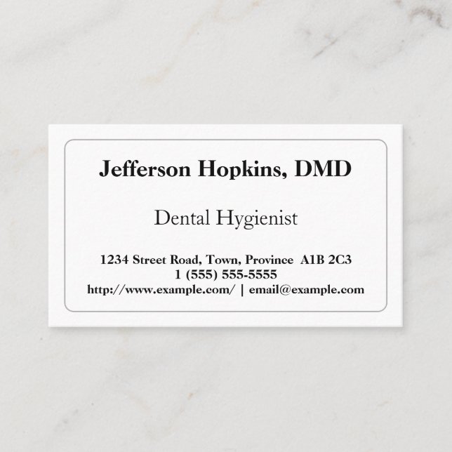 Plain Dental Hygienist Business Card (Front)