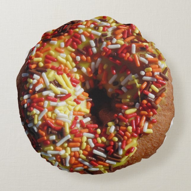 Plain doughnut with sprinkles round cushion (Back)