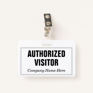Plain, Elegant "AUTHORIZED VISITOR" Badge ID Badge