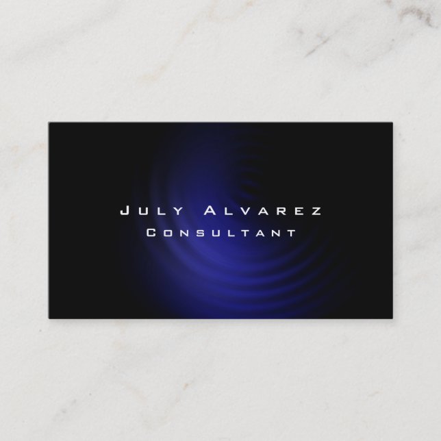 Plain Elegant Black Blue Minimalist Modern Custom Business Card (Front)