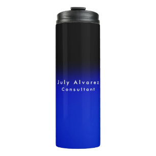 Plain Elegant Black Blue Minimalist Name Title Thermal Tumbler