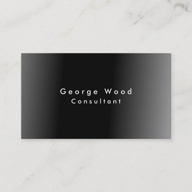 Plain Elegant Black Grey Minimalist Business Card (Front)