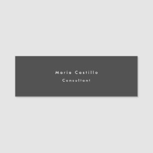 Plain Elegant Black Minimalist Modern Name Tag