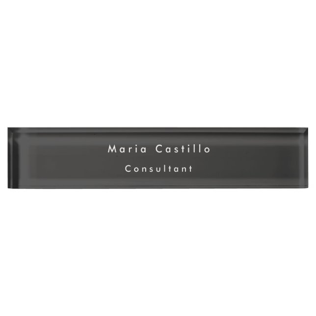 Plain Elegant Black Minimalist Modern Nameplate (Front)