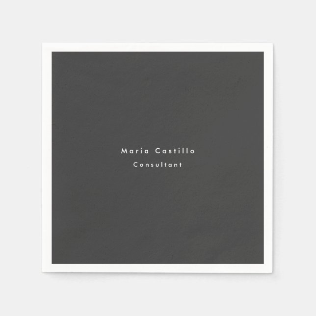 Plain Elegant Black Minimalist Modern Napkin (Front)