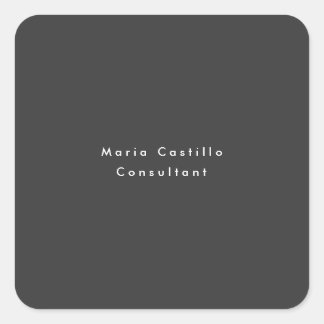 Plain Elegant Black Minimalist Modern Square Sticker