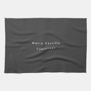 Plain Elegant Black Minimalist Modern Tea Towel