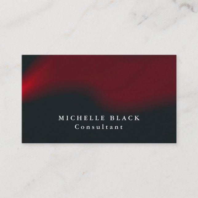 Plain Elegant Black Red Waves Professional Business Card (Front)