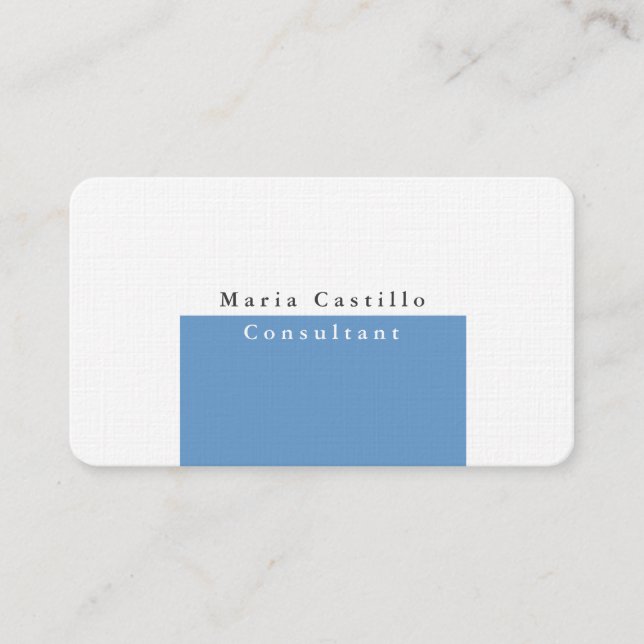 Plain Elegant Blue Grey White Minimalist Design Business Card (Front)