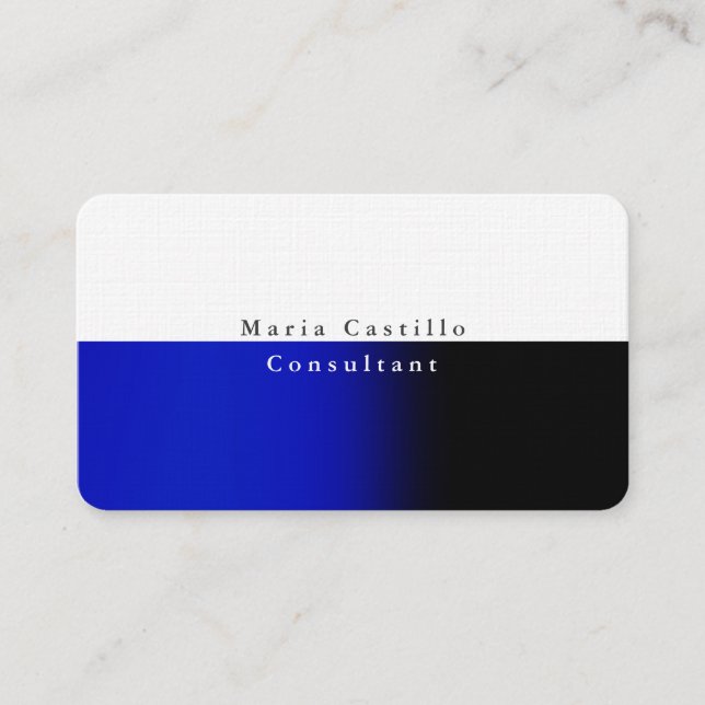 Plain Elegant Blue White Minimalist Design Business Card (Front)