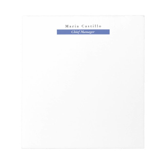 Plain Elegant Blue White Minimalist Design Notepad (Front)
