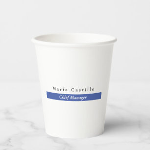 Plain Elegant Blue White Minimalist Design Paper Cups