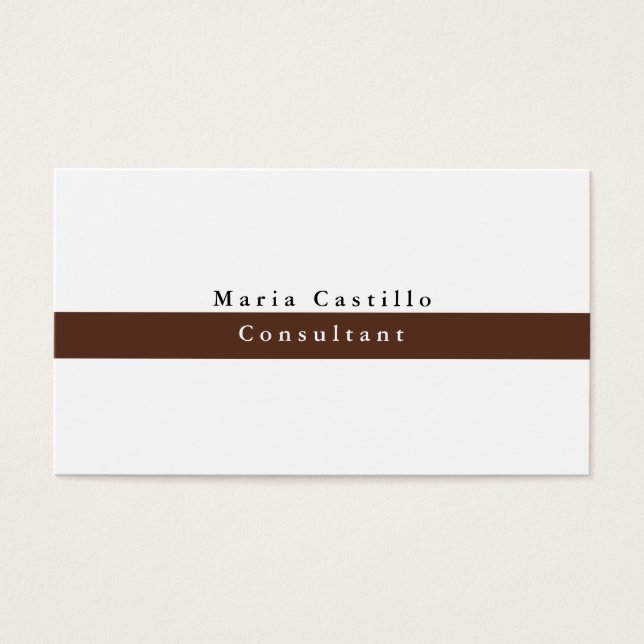 Plain Elegant Brown White Minimalist Profile Card (Front)