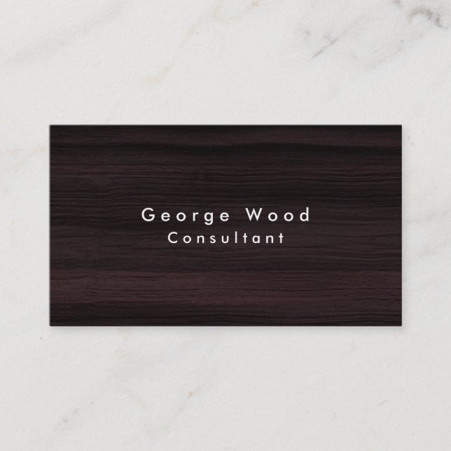 Plain Elegant Brown Wood Texture Minimalist Business Card (Front)