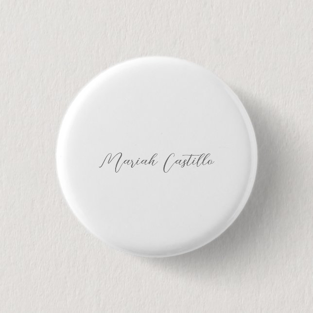 Plain Elegant Calligraphy Script Minimalist Name 3 Cm Round Badge (Front)